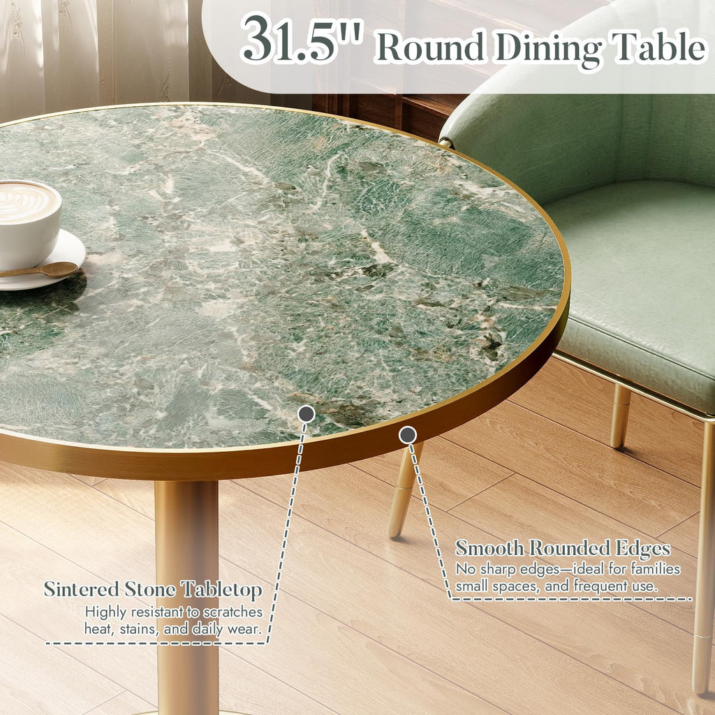 Inspired Saarinen Style 31.5'' Tulip Table, Round Dining Table with Sintered Stone Tabletop