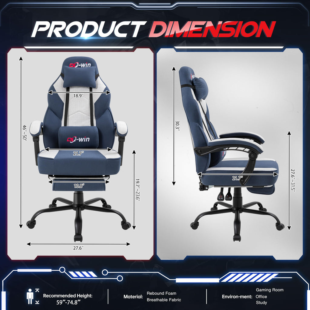 Video Gaming Chair for Adults, Computer Chair with Footrest and Ergonomic High Back, Big and Tall Gamer Chair with