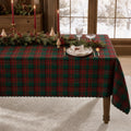 Christmas Tartan Plaid Rectangle Tablecloth for 6 Foot Rectangle Tables, 55 X 84 Holiday Red Forest Green Vintage