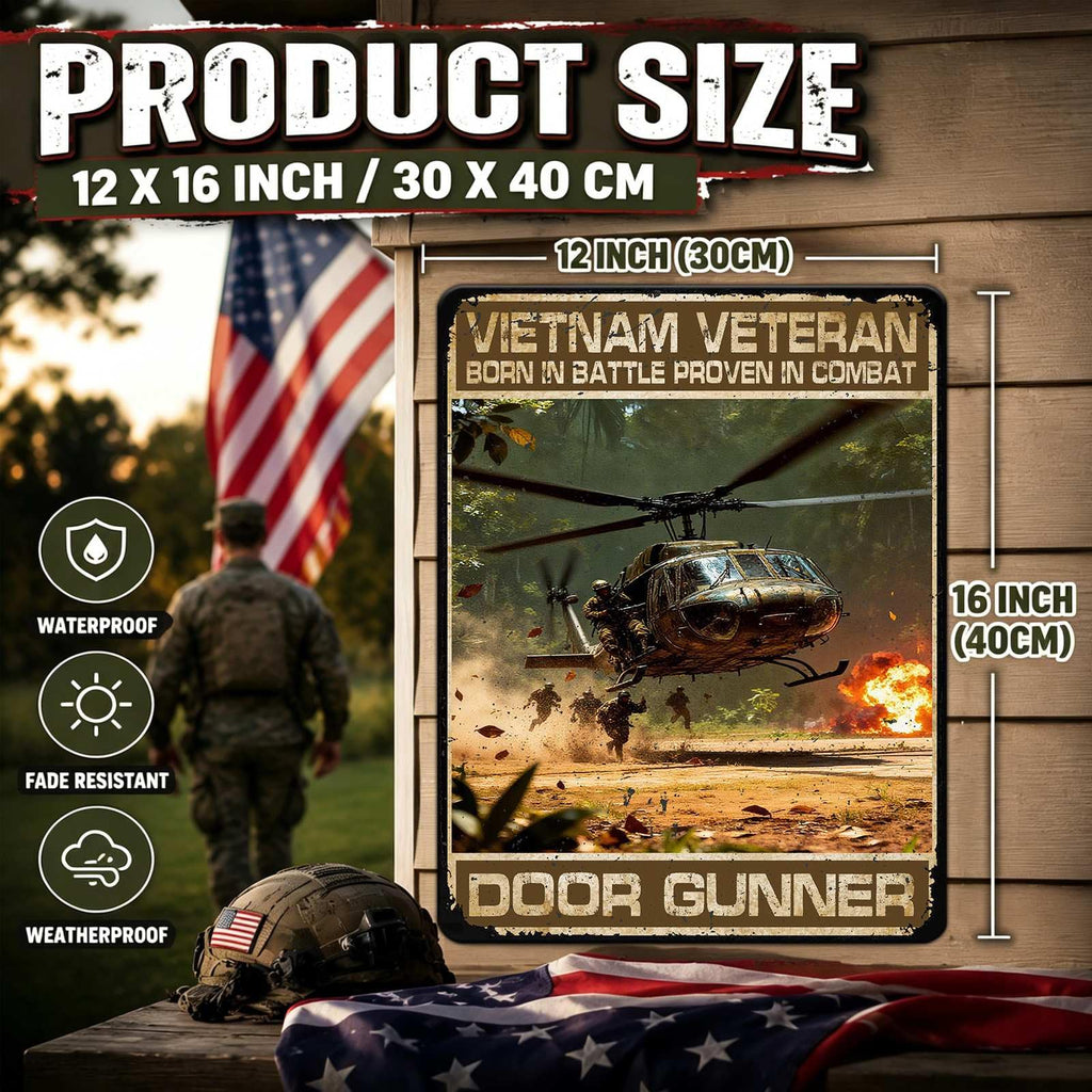 Veteran Metal Tin Sign Helicopter Vietnam Veteran Born In Battle Proven In Combat Aluminium Sign U.S Army Metal