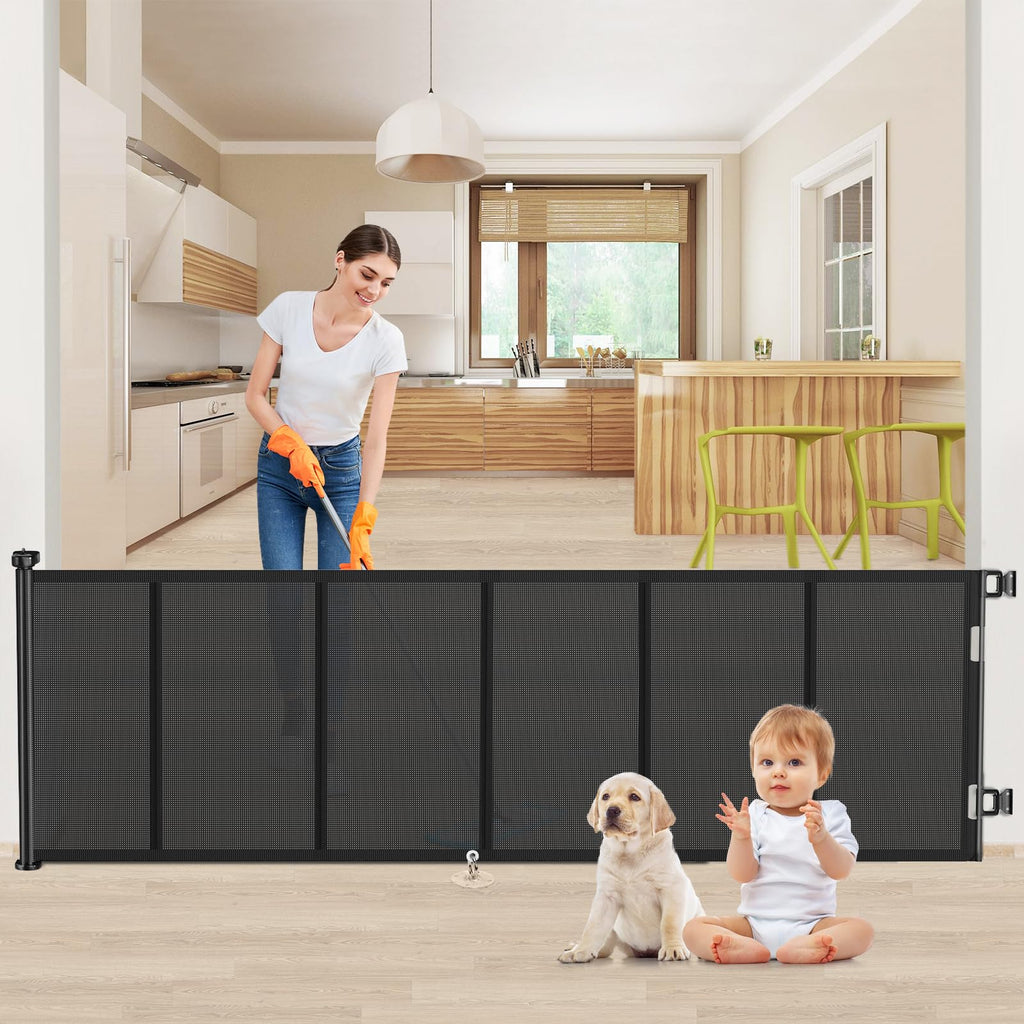 120 Inch Retractable Baby Gates Extra Wide Reinforced Baby Dog Gate