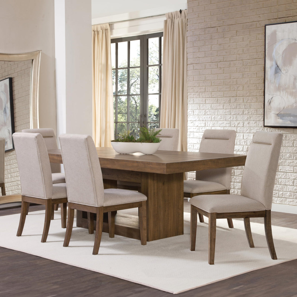 Garland Dining 7pc Table Set, Included One 70-Inch Rectangular Dining Table with 18-Inch Leaf Extension and