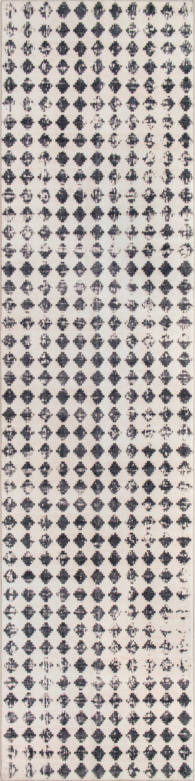 Non-Slip Washable Distressed Abstract Runner Rug Ivory