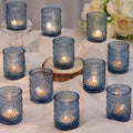 Blue Votive Candle Holders Set of 36 - Votive Candle Holders Bulk, Glass Candle Holder for Party Decoration, Tea