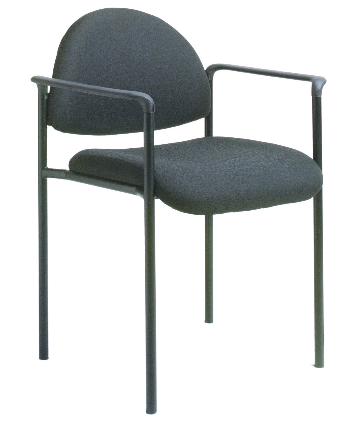 Office Products Dimond Fabric Stacking Chair with Arms in Black