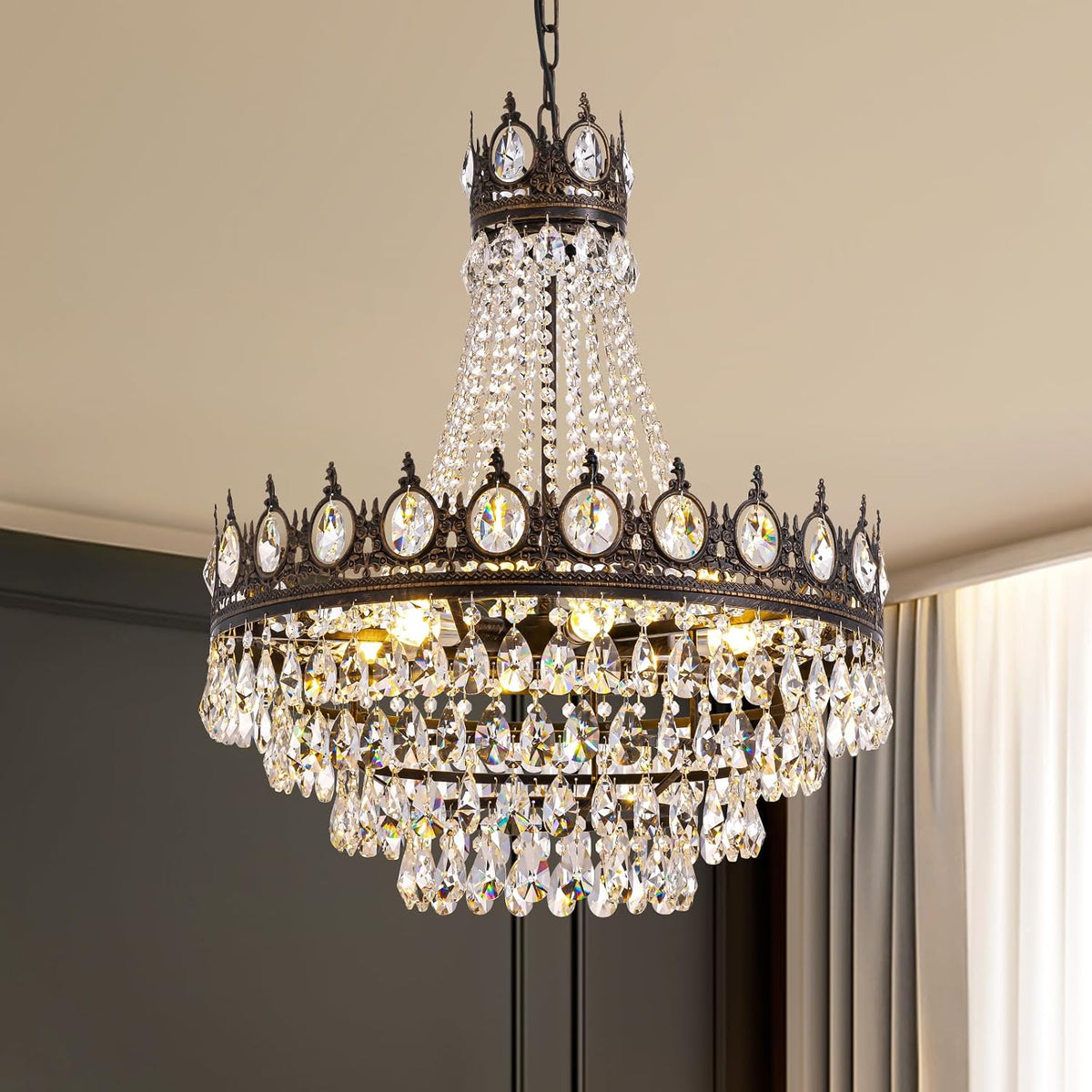 Large Vintage French Empire Crystal Chandelier for Dining Rooms and Foyers