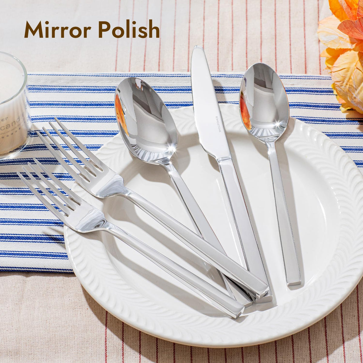 Silverware Set for 4, 20Pcs Flatware Set, Square Handle Stainless Steel