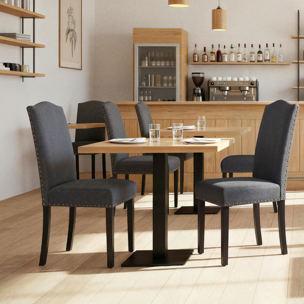 Set of 4 High Back Parson Chairs Dark Gray