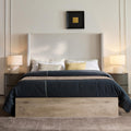 Upholstered Bed Frame, 54" Tall Headboard Shelton Wingback Bed Frames, Wood Base Platform Beds, No Box