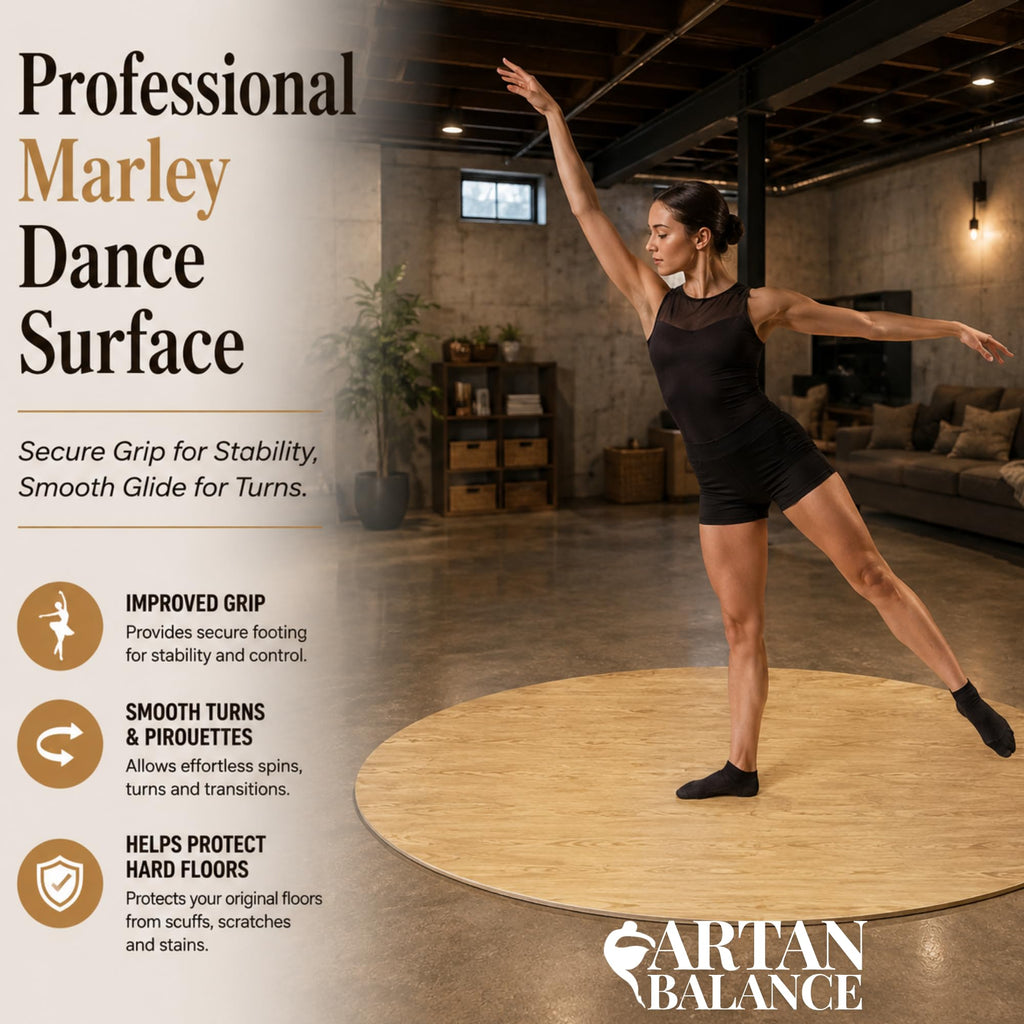 Marley Dance Floor 34" x 59" Oval - Portable Marley Dance Floor & Studio, Professional 2mm Non-Slip Dance Practice