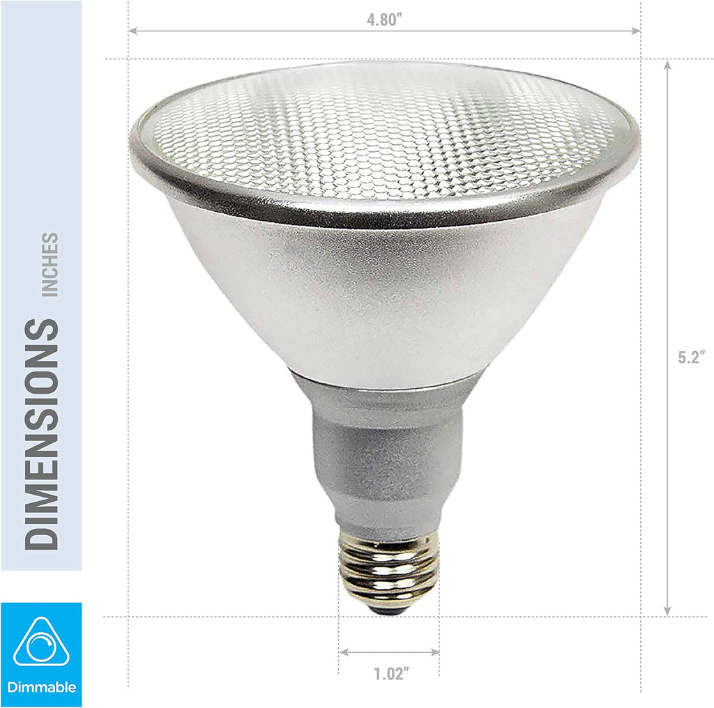 PAR38 LED Flood Bulbs, 100W Equivalent, Dimmable, 3000K, 2 Pack