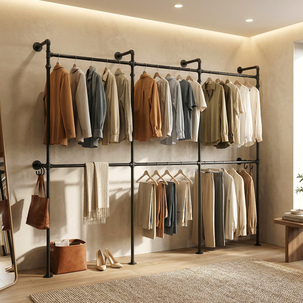 Wall Mounted Closet System, 6 Hanging Rods