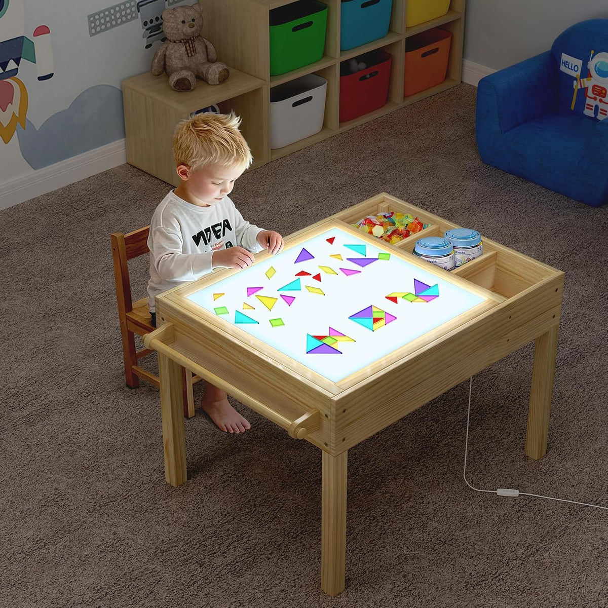 Sensory Light Table for Kids, in-1 Activity Table with Storage