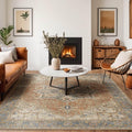 Washable Vintage Boho Rug in Terracotta and Rust Earth Tones
