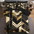 Full Comforter Set with Sheets, 7 Pieces Geometric Gold Bedding