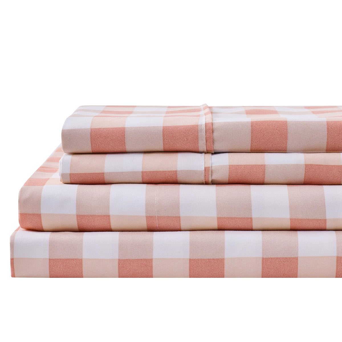 Gingham Microfiber Sheet Set - 4-Piece Ultra-Soft Bedding Sheets & Pillowcases - Wrinkle Free