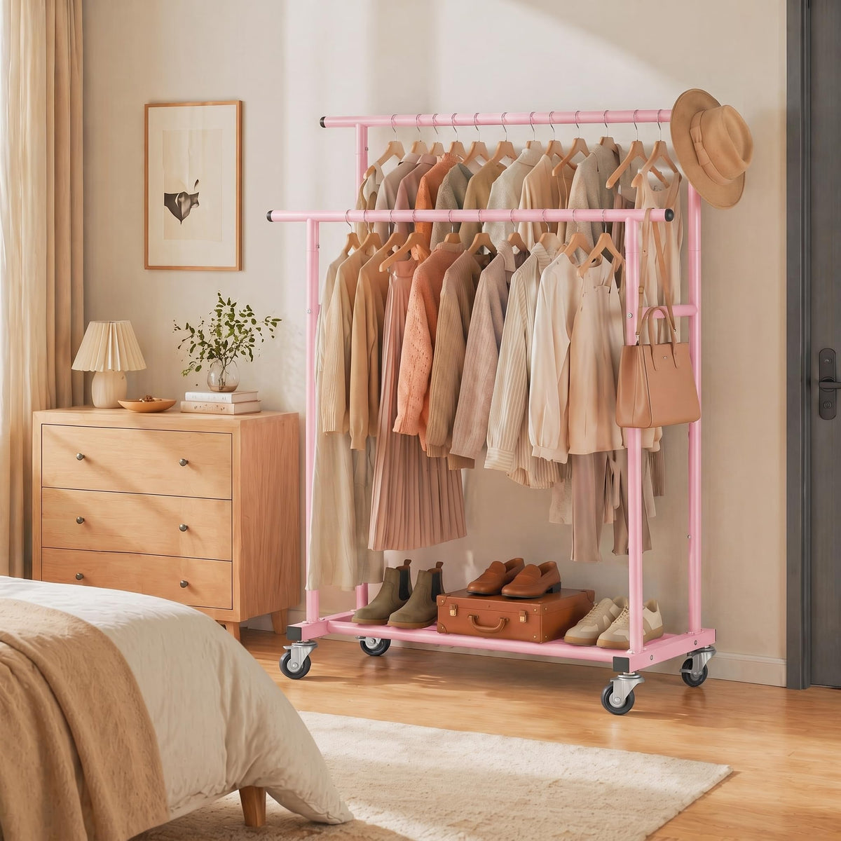 Rolling Garment Rack, Sturdy Clothes Organizer
