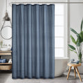 Linen Fabric Sets -Button Hole Waterproof Lightweight Washable Privacy Shower Curtains for Bathtub with 12 Metal