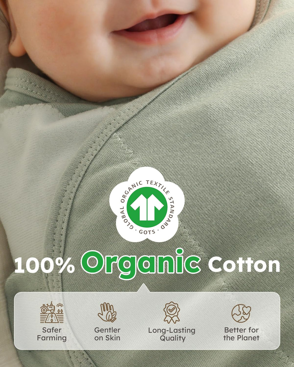 Baby Swaddles for Newborns 100% Organic Cotton, Adjustable Swaddle Sleep Sack Swaddle Sack
