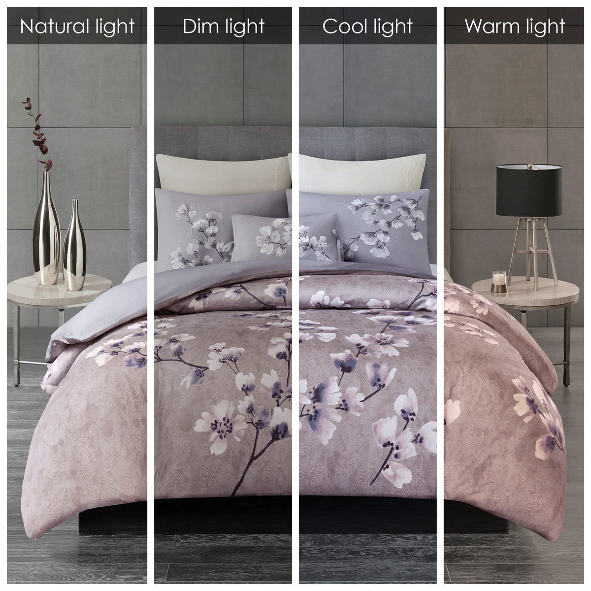 Sakura Duvet Cover Reversible Cherry-Blossom Cotton Printed Flower Floral Botanical Matching Embroidered Shams Soft