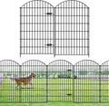 Metal Garden Fence with Gate 48in (H) x 20.3ft (L), 1 Gate+ 7 Panels Dog Fences Border Fence Animal Barrier, No Dig
