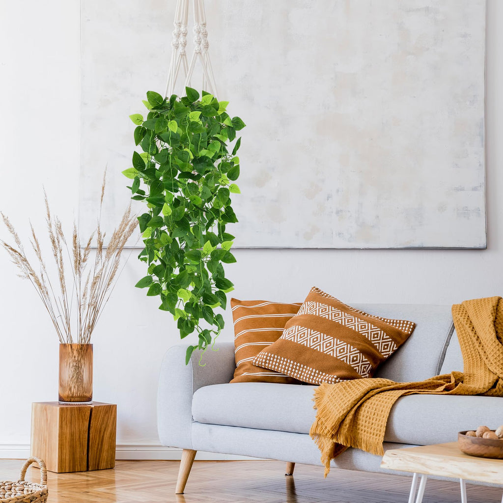 4pcs Artificial Hanging Plants 2.9ft Fake Ivy Vine Fake Ivy Leaves for Wedding Wall House Room Patio Indoor Outdoor