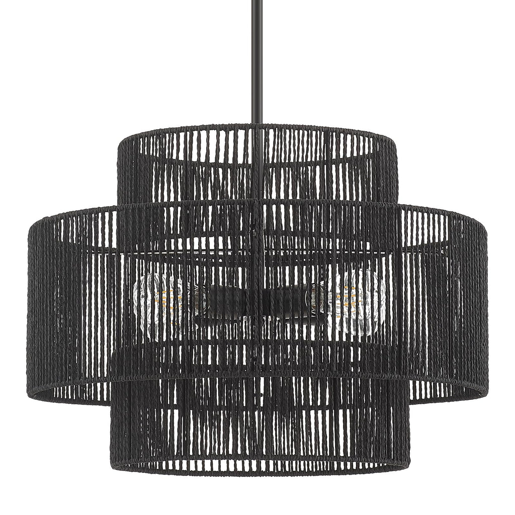 24" Boho Hand Woven Rattan Chandelier 3 Round Adjustable 4-Light Large Pendant Light Island Dining Room Living Room