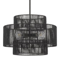 24" Boho Hand Woven Rattan Chandelier 3 Round Adjustable 4-Light Large Pendant Light Island Dining Room Living Room