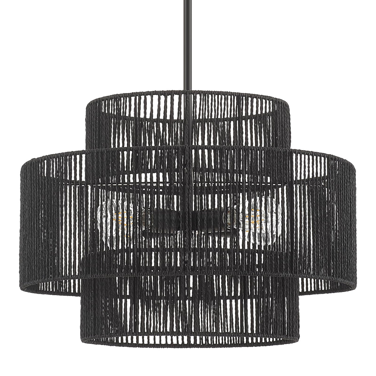 24" Boho Hand Woven Rattan Chandelier 3 Round Adjustable 4-Light Large Pendant Light Island Dining Room Living Room