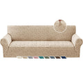 1 Piece Stretch Oversized Couch Covers for 4 Seat, Jacquard Extra Large Sofa Cover with Non-Slip Elastic Bottom