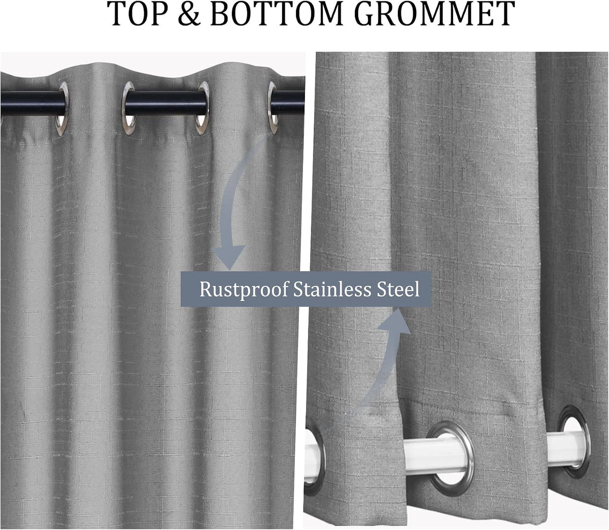 52" W x 108" L Waterproof Indoor Outdoor Curtains (1 Panel) Windproof Burlap Linen Look Outdoor Curtains Grommet at Top and