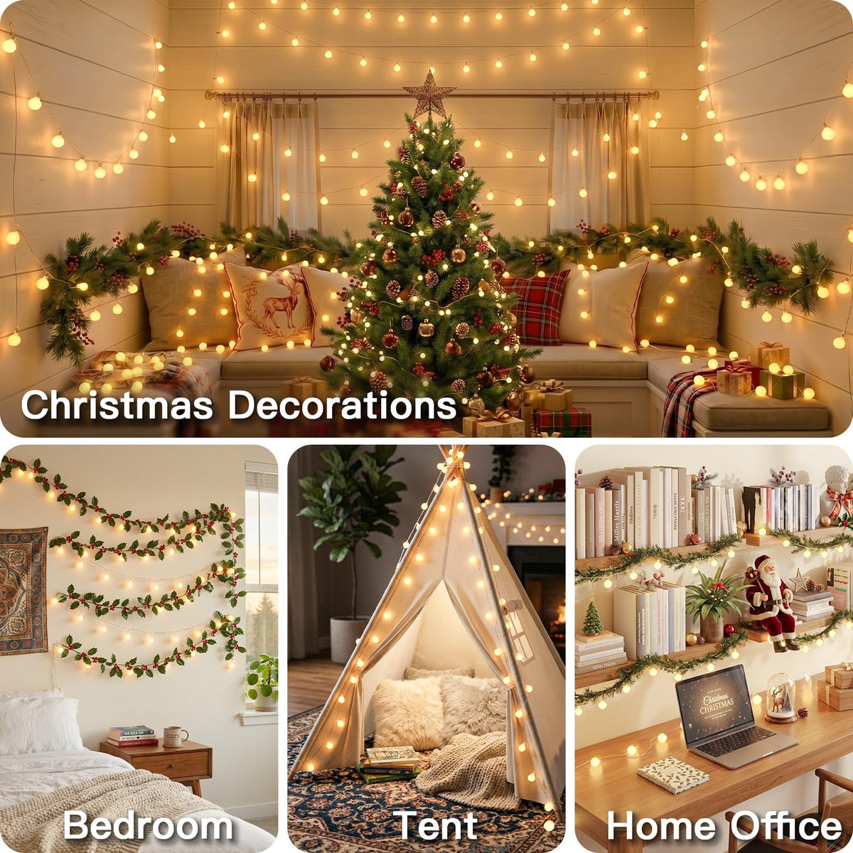 Globe String Lights Indoor, 43 FT 100 Led Fairy Lights Plug in