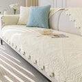 Quilted Couch Covers for Sofa Farmhouse Sofa Covers(Ivory, 43"x70")