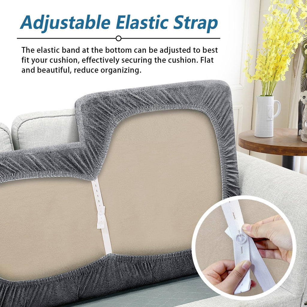 Sectional Couch Cushion Cover Leather-Look 1PC Stretch Chaise Seat Slipcover Individual Sectional Cushion Protector