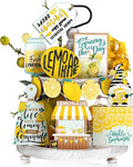 Lemon Tiered Tray Decor Lemon Decorations Summer Lemonade Wooden Signs Rustic Farmhouse Decorative Trays - Set of 13