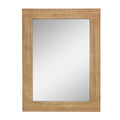24" x 18" Rectangle Natural Wood Frame Wall Mirror with Attached Hanging Brackets, Decorative Country Rustic Decor