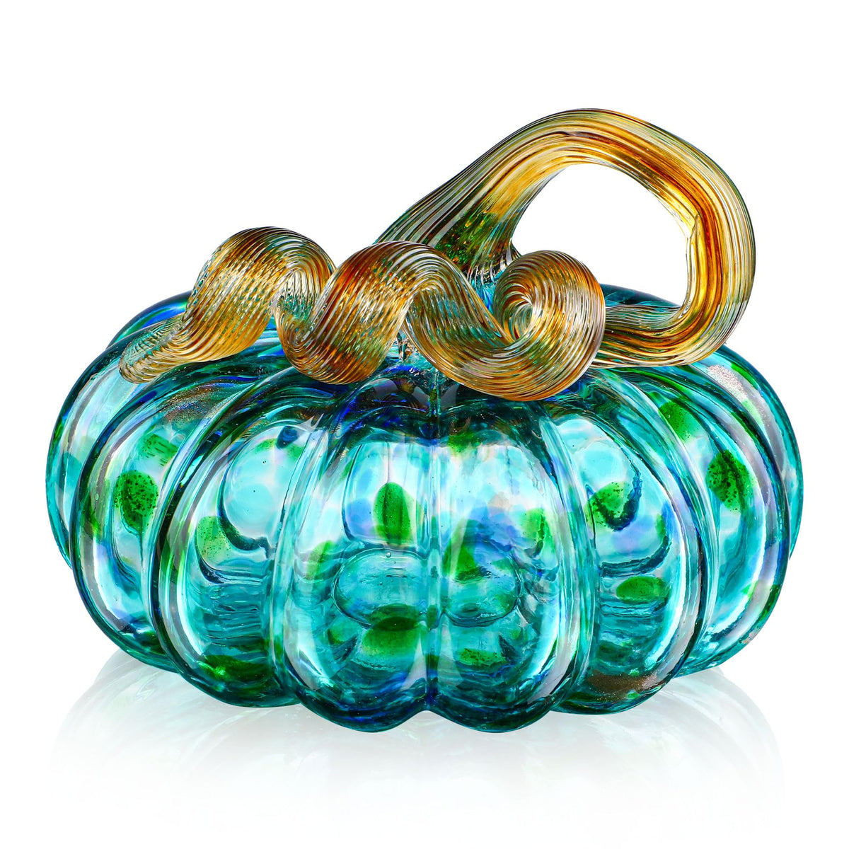 4.9 Inch Hand Blown Glass Pumpkin for Decorating, Fall Decor