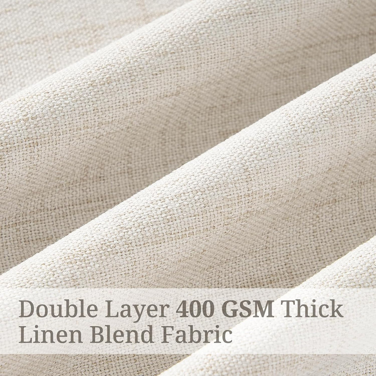 Curtains Blackout Pinch Pleat Linen Drapes for Living/Bedroom 2 Panels, Two Layers Noise Reducing