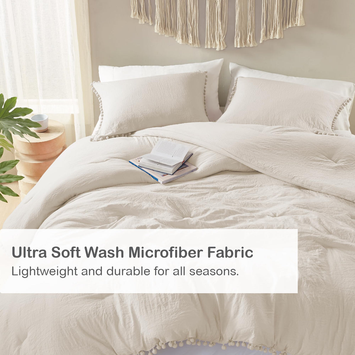 Beige Boho Comforter Set, Queen Size Bedding Sets