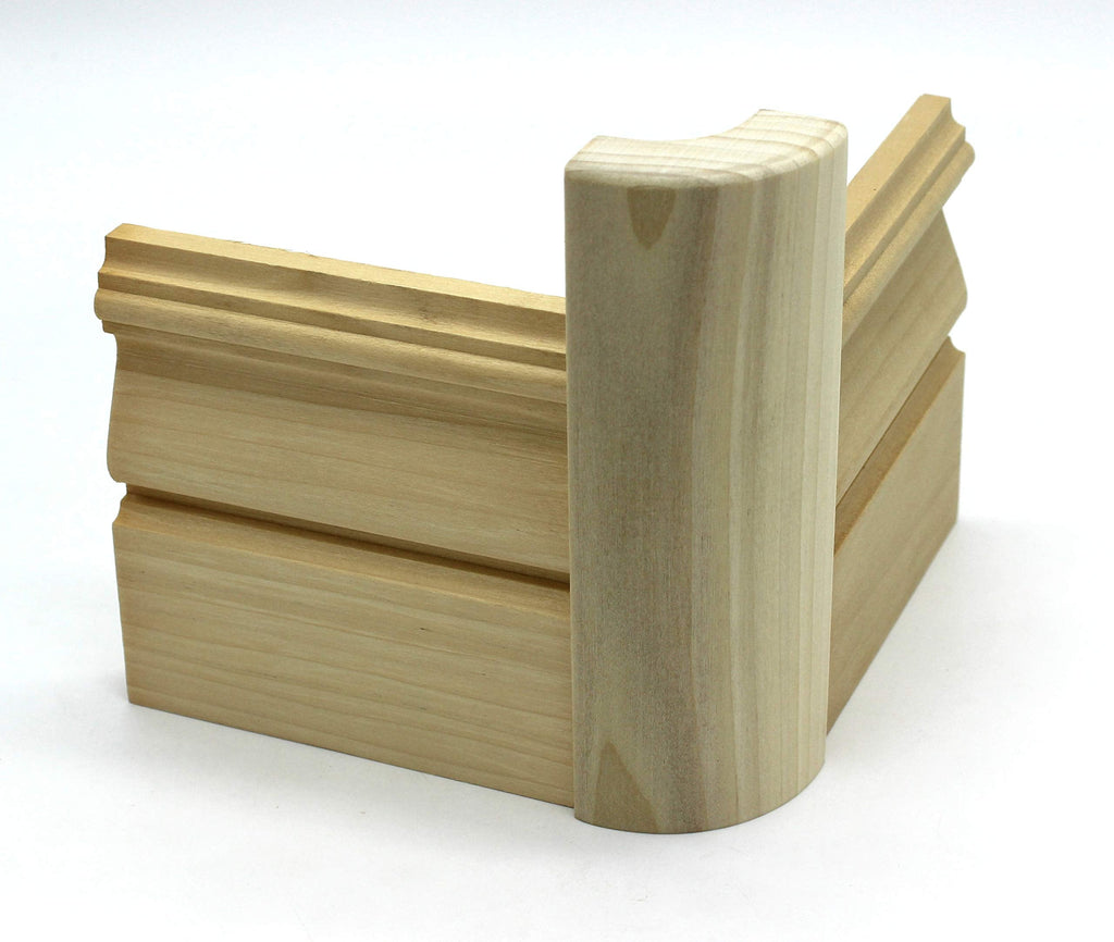 Poplar Outside Corner Base Block, Bullnose, Trim Molding, 3/4" x 6" (3)