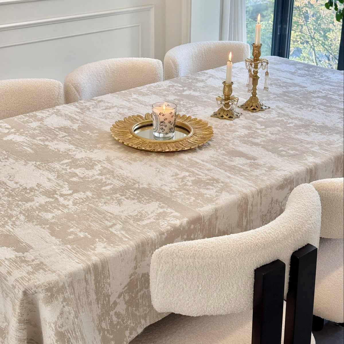 Rectangle Beige Tablecloth 60 x 84 Inch