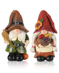 Thanksgiving Gnomes Figurines - Set of 2 Durable Resin 5'' Festive Autumn Decor - Fall Tiered Tray Decor Gifts