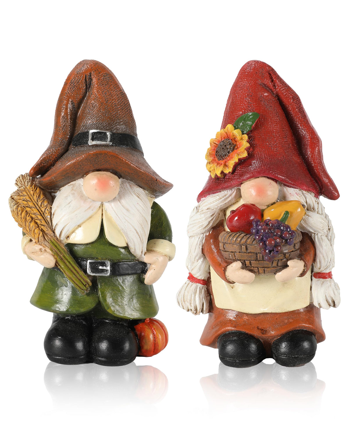 Thanksgiving Gnomes Figurines - Set of 2 Durable Resin 5'' Festive Autumn Decor - Fall Tiered Tray Decor Gifts