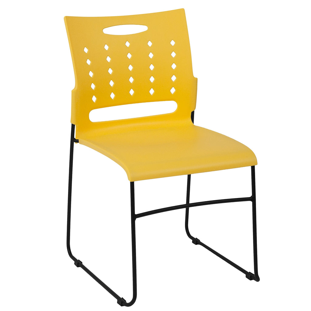 881 lb. Capacity Yellow Sled Base Stack Chair with Air