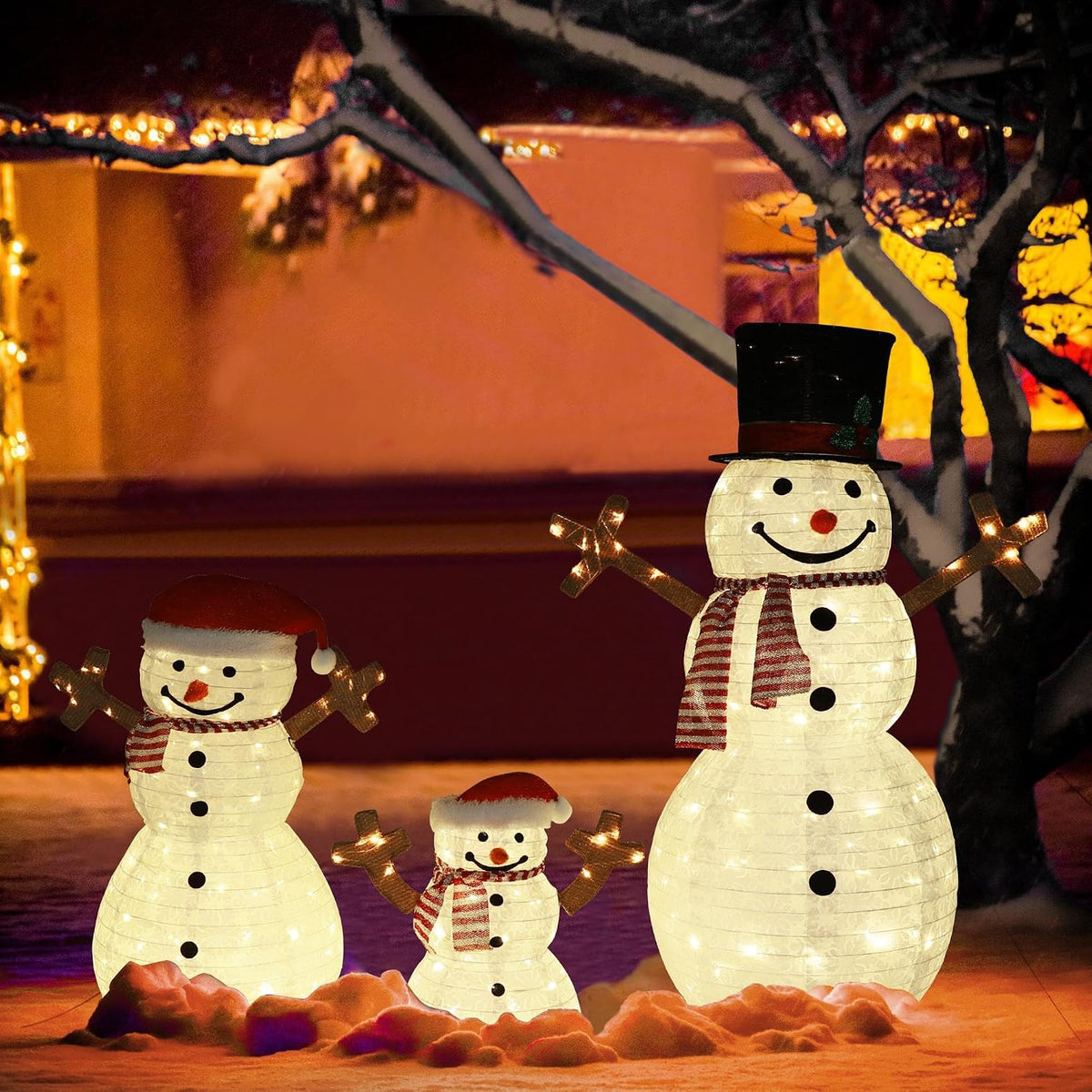 Lighted Snowman Family 3-Piece Set, 270 LED Outdoor Christmas Decor