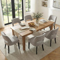 Wooden Dining Chairs Set of 6, Mid Century Modern Upholstered Dining Room Chairs with Black Wood Legs, Fabric