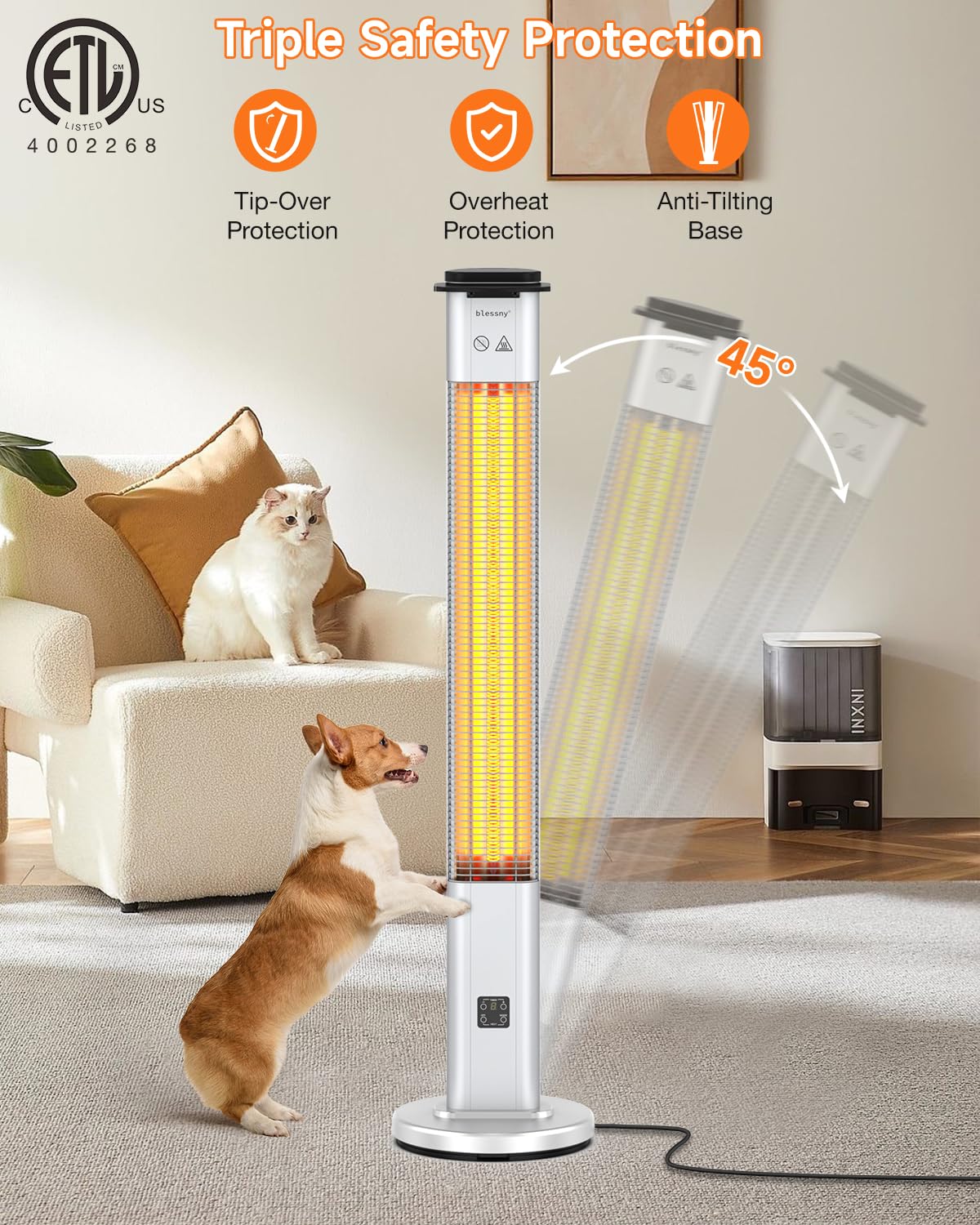 48.5" Large Electric Standing Heater , Garage & Workshop