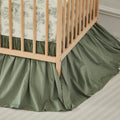 Crib Bed Skirt for Baby Girls Boys Gray Boho Bohemian Neutral Solid Cotton Toddler Bedskirt Farmhouse Chic Ruffle