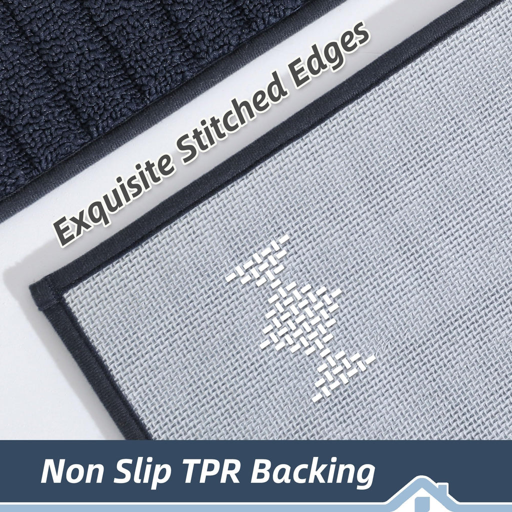 Kitchen Rugs 24"x71", Non Slip Washable Kitchen Mat, Navy Blue