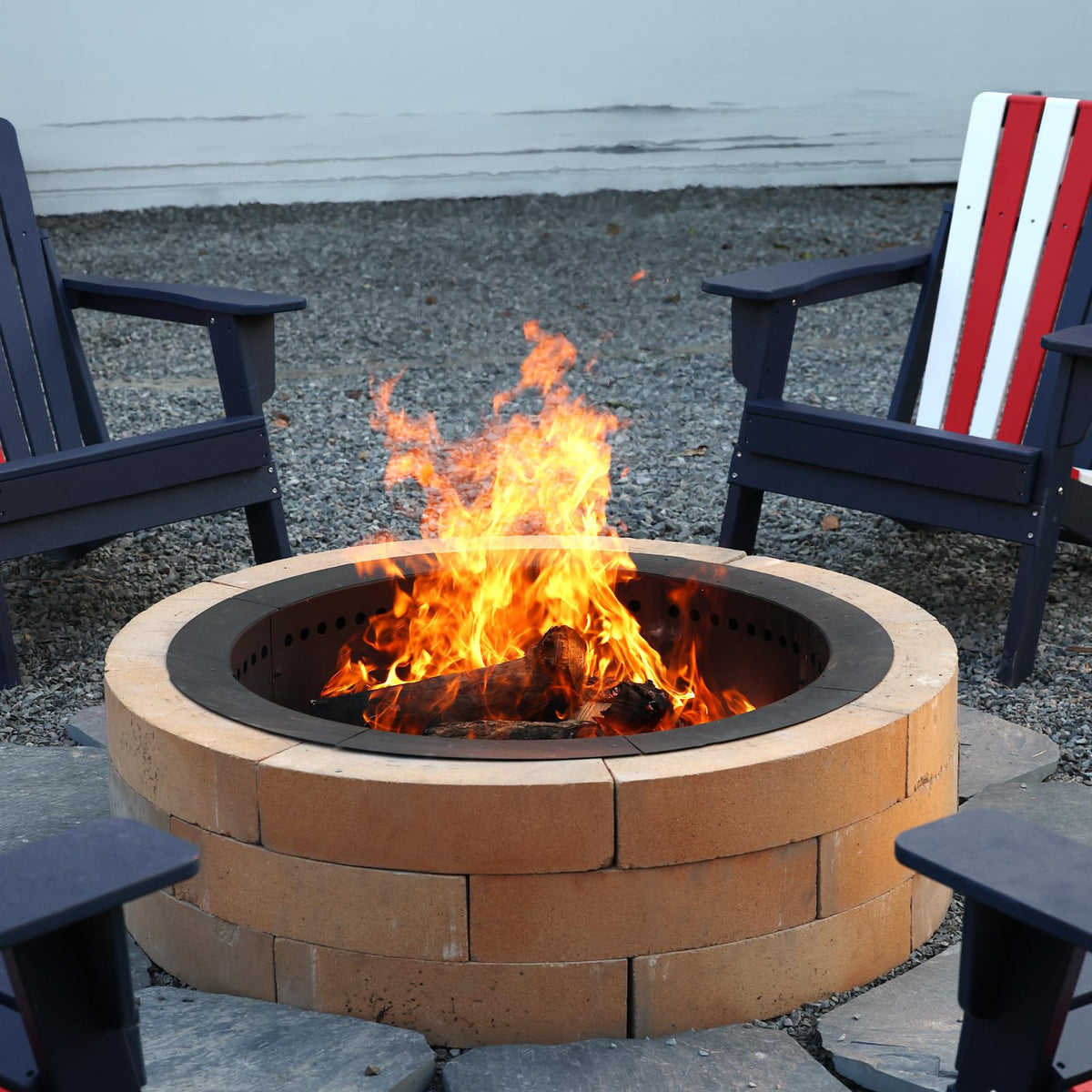 36" Smokeless Metal Fire Pit Ring, 30" Inner Steel Insert